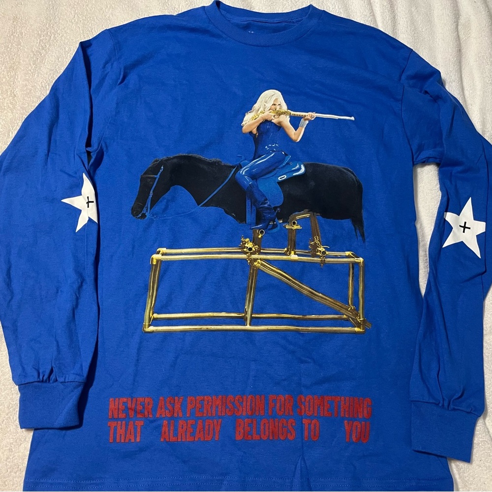 Beyonce Official Cowboy Carter Tour - Blue Graphic Long Sleeve Shirt - M